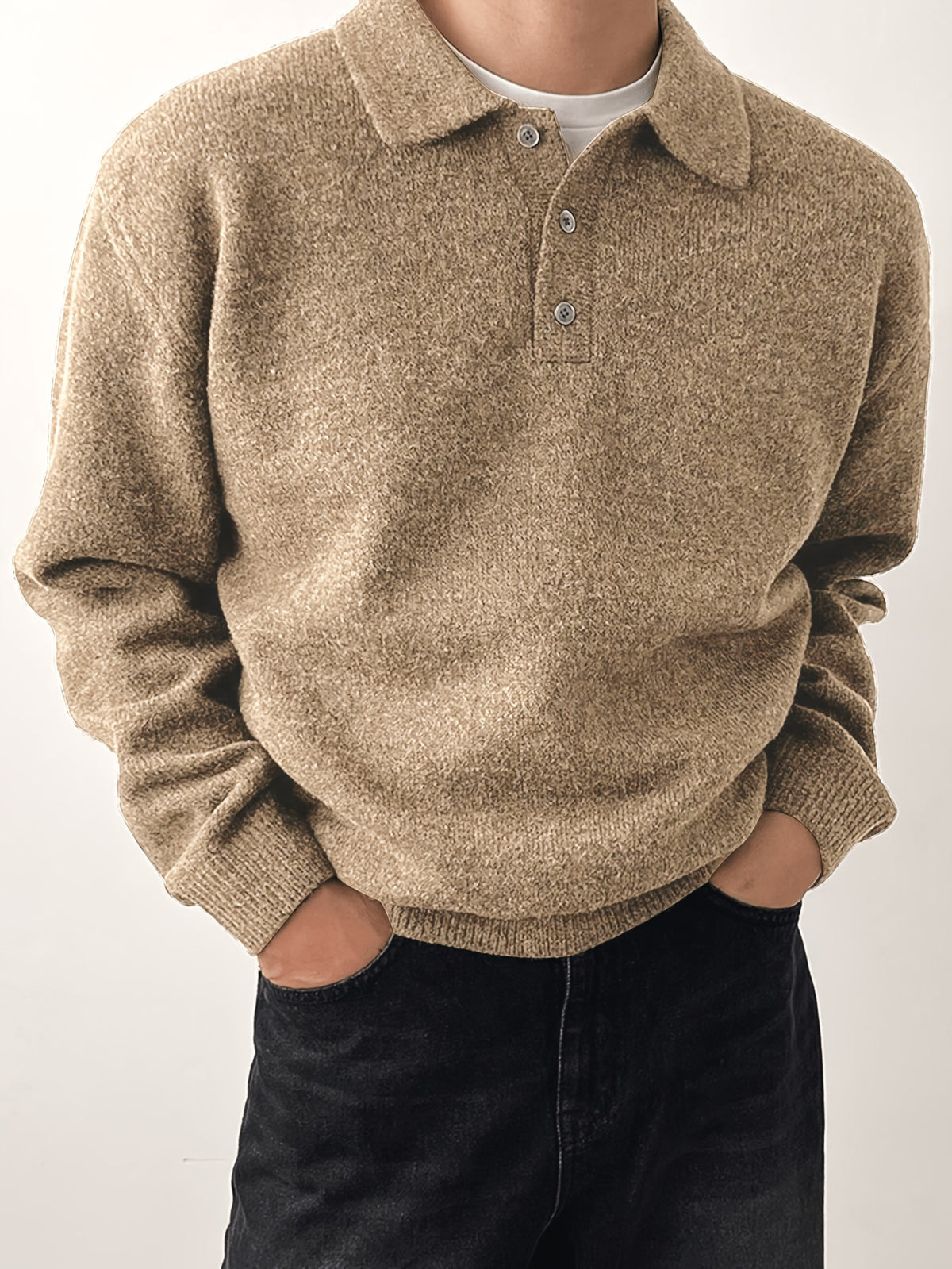 Men's Knit Polo Collar Sweater