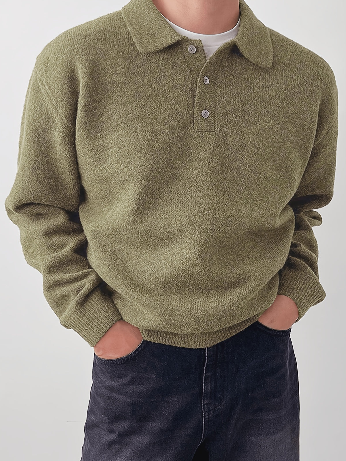 Men's Knit Polo Collar Sweater
