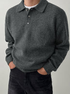 Men's Knit Polo Collar Sweater