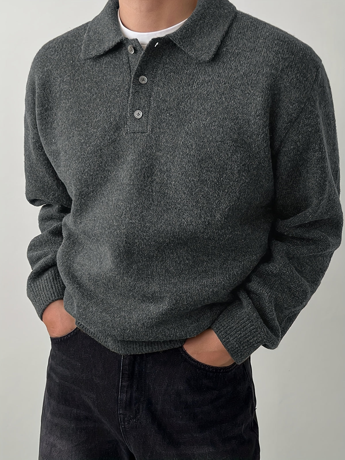 Men's Knit Polo Collar Sweater