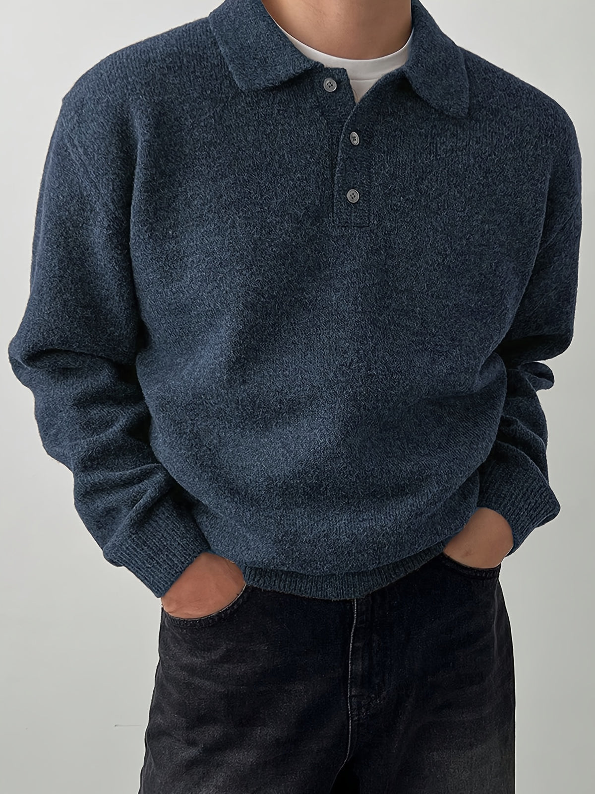 Men's Knit Polo Collar Sweater