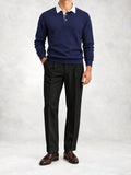 Men's Knit Long Sleeve Polo and Pants Set
