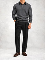 Men's Knit Long Sleeve Polo and Pants Set