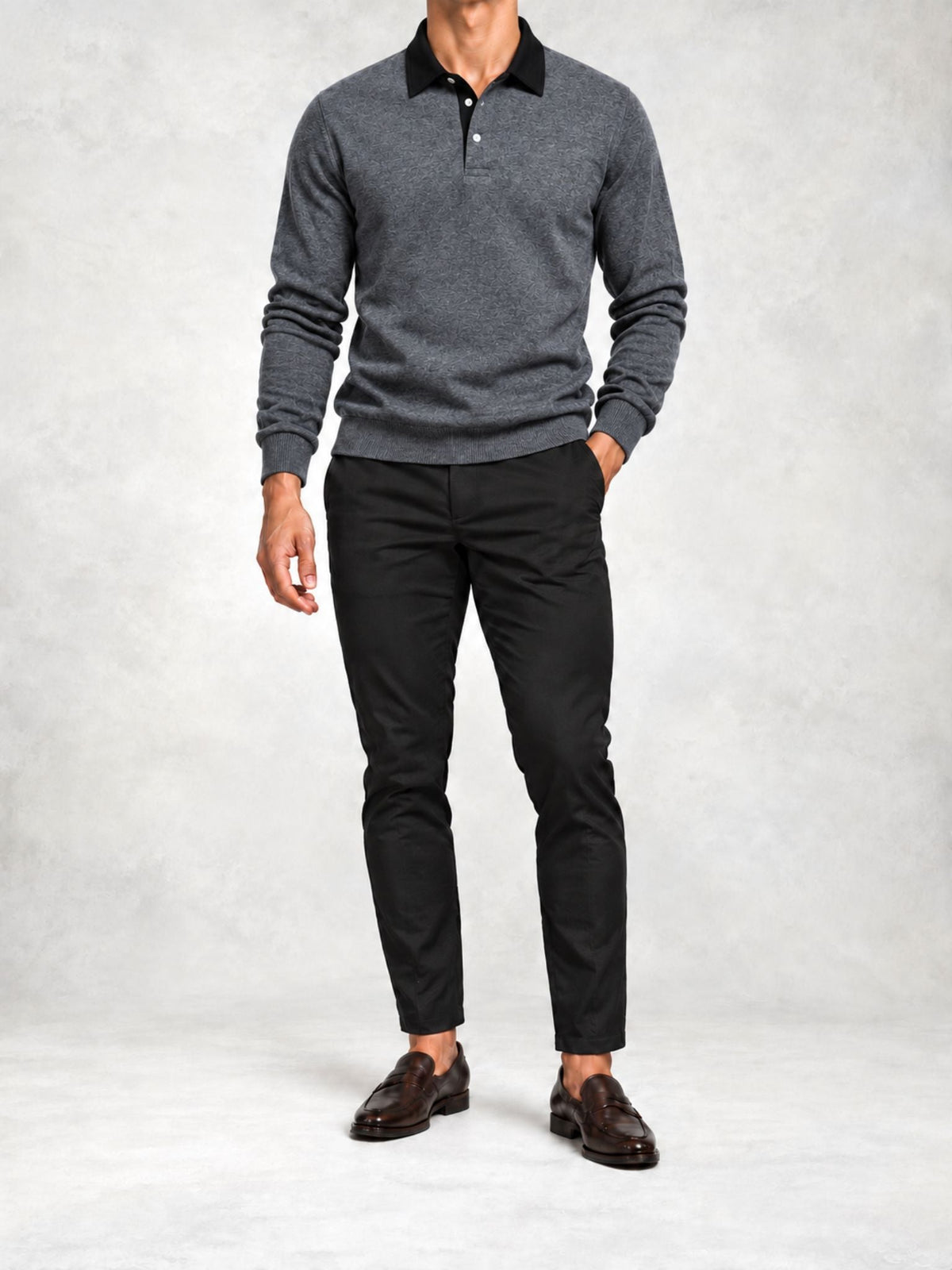 Men's Fine Knit Polo and Slim Pants Set