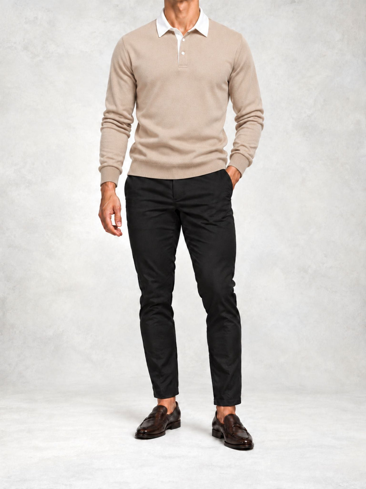 Men's Fine Knit Polo and Slim Pants Set