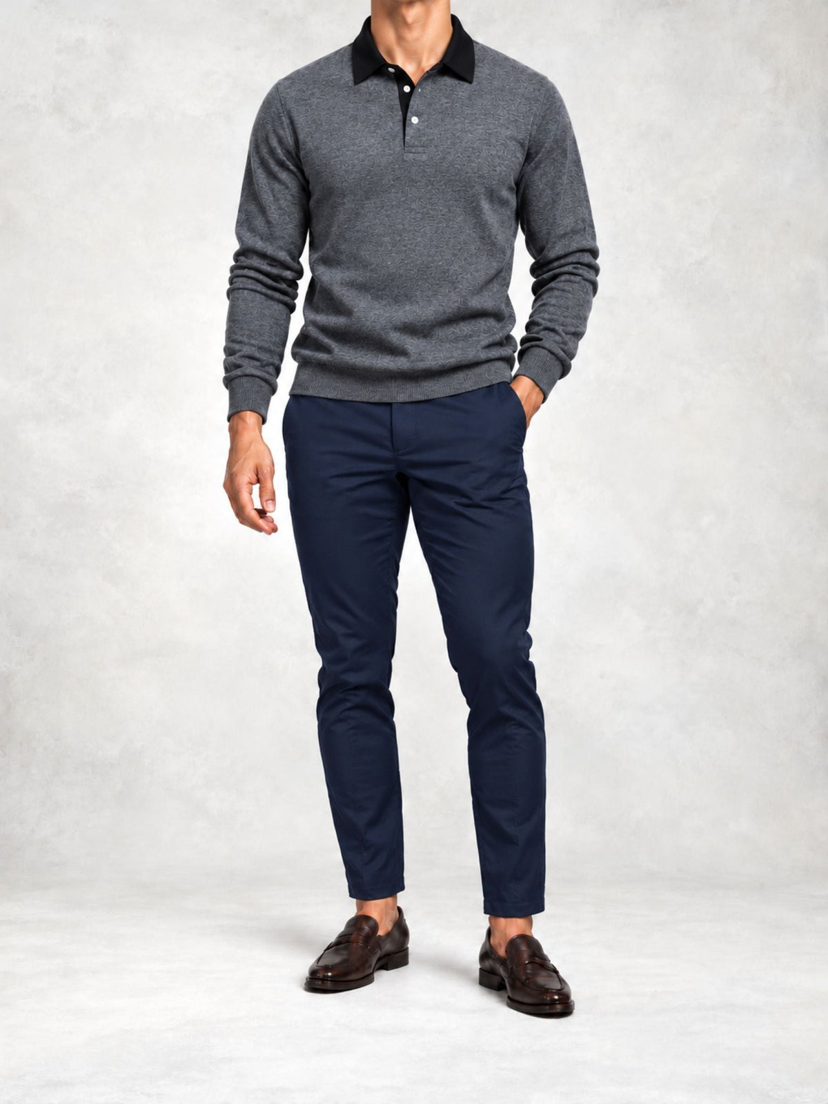 Men's Fine Knit Polo and Slim Pants Set