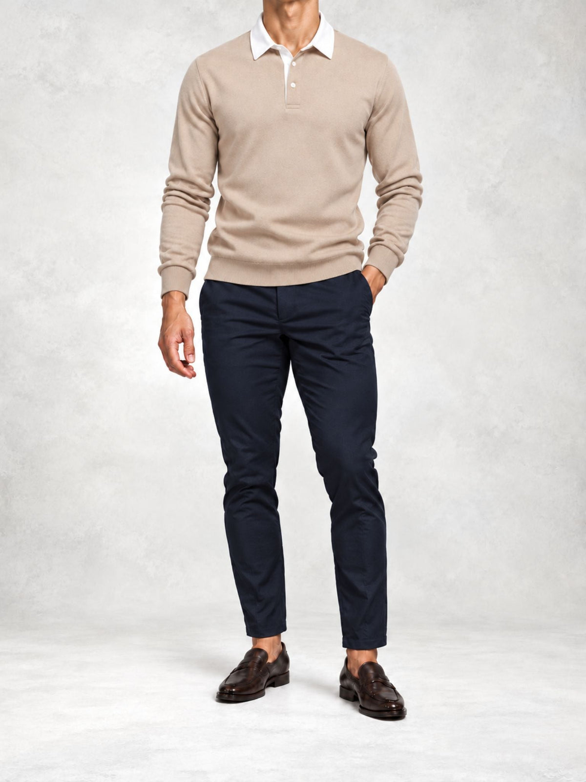 Men's Fine Knit Polo and Slim Pants Set