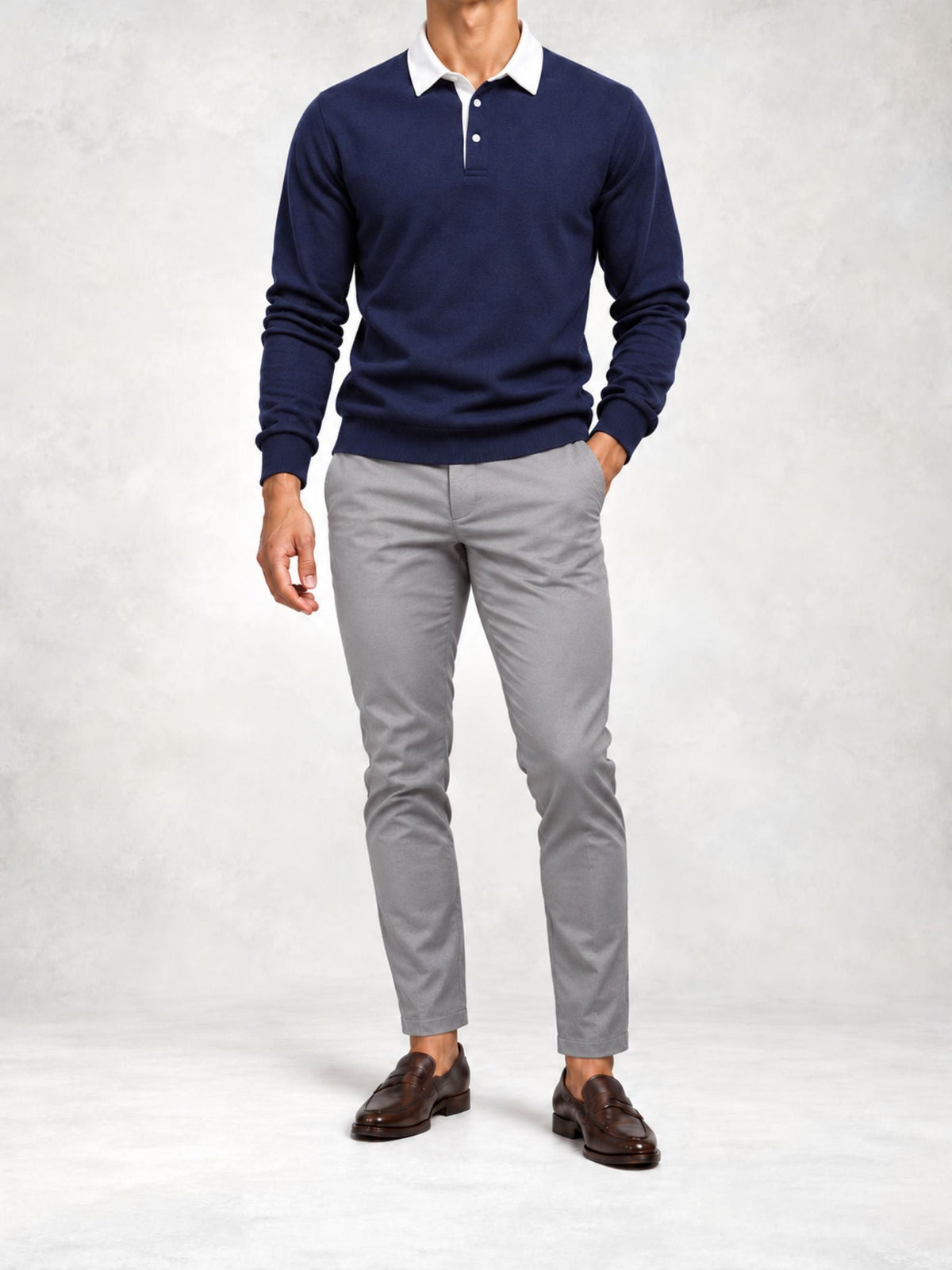 Men's Fine Knit Polo and Slim Pants Set