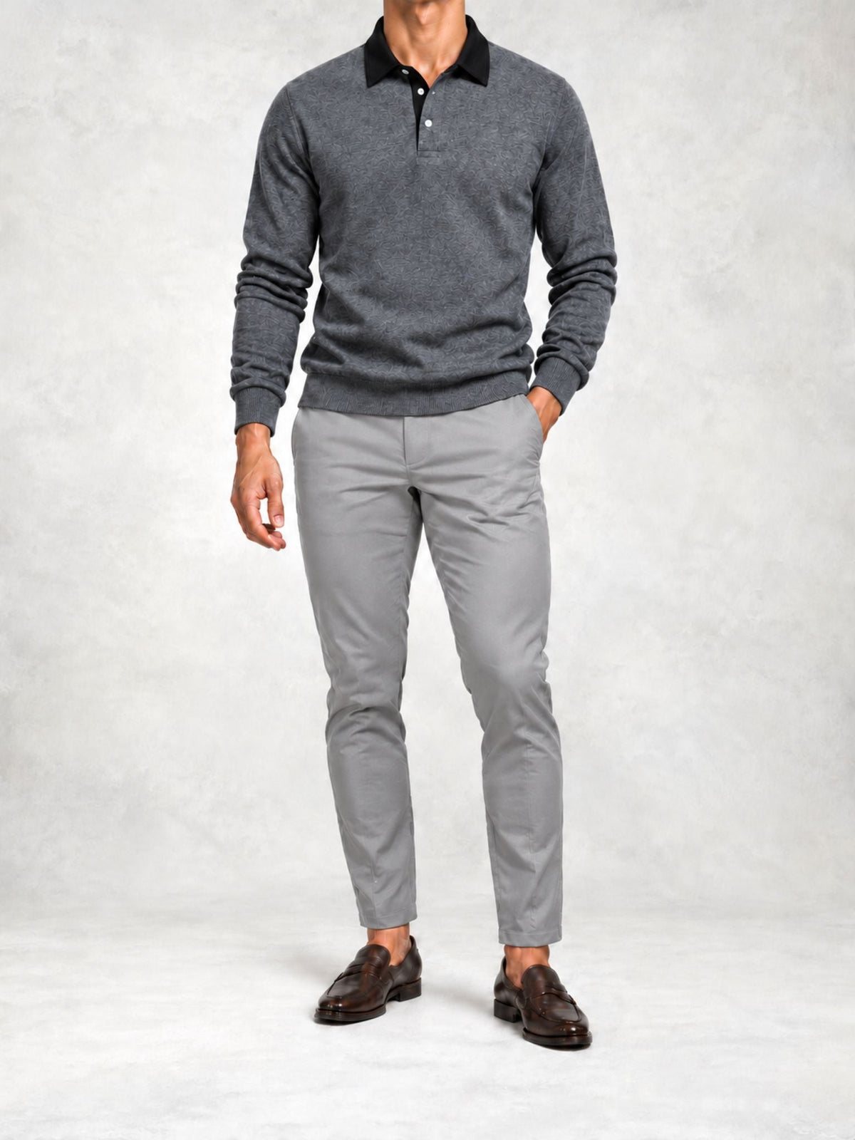 Men's Fine Knit Polo and Slim Pants Set
