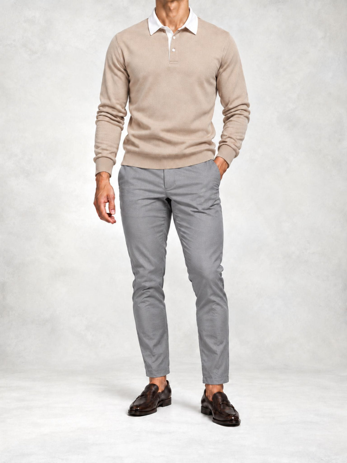 Men's Fine Knit Polo and Slim Pants Set
