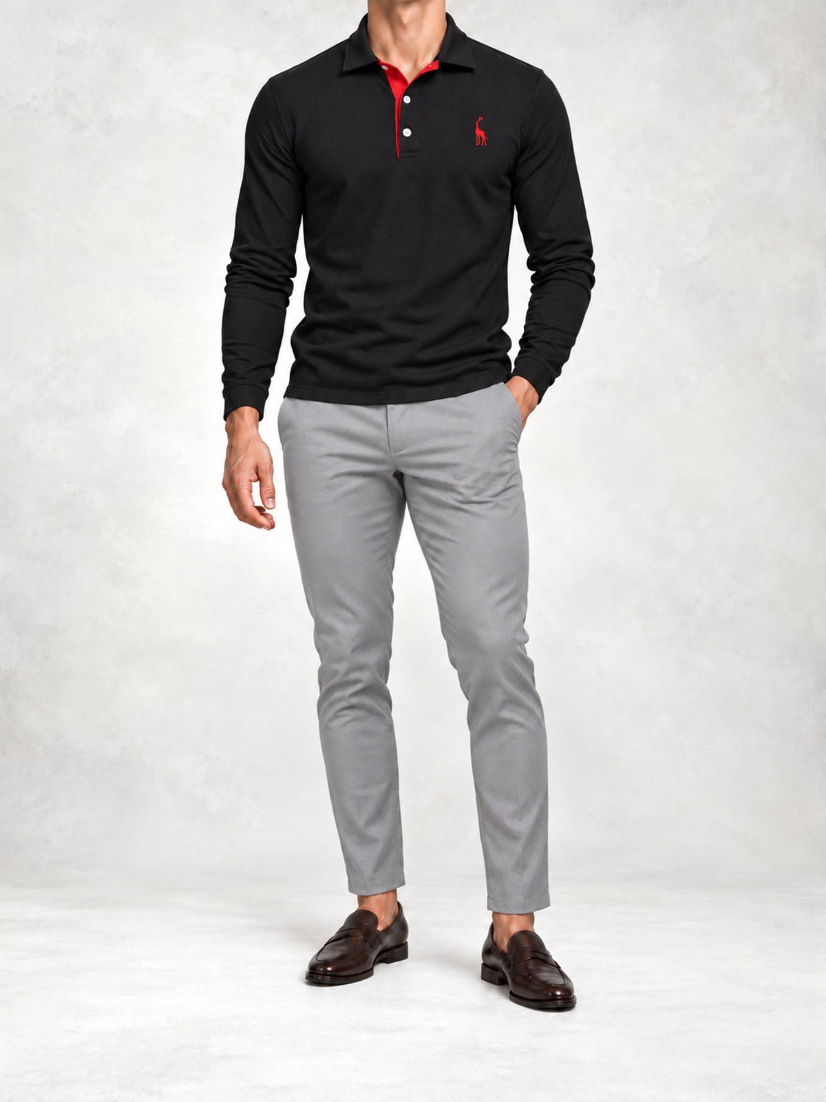 Men's Knit Slim Fit Polo and Pants Set