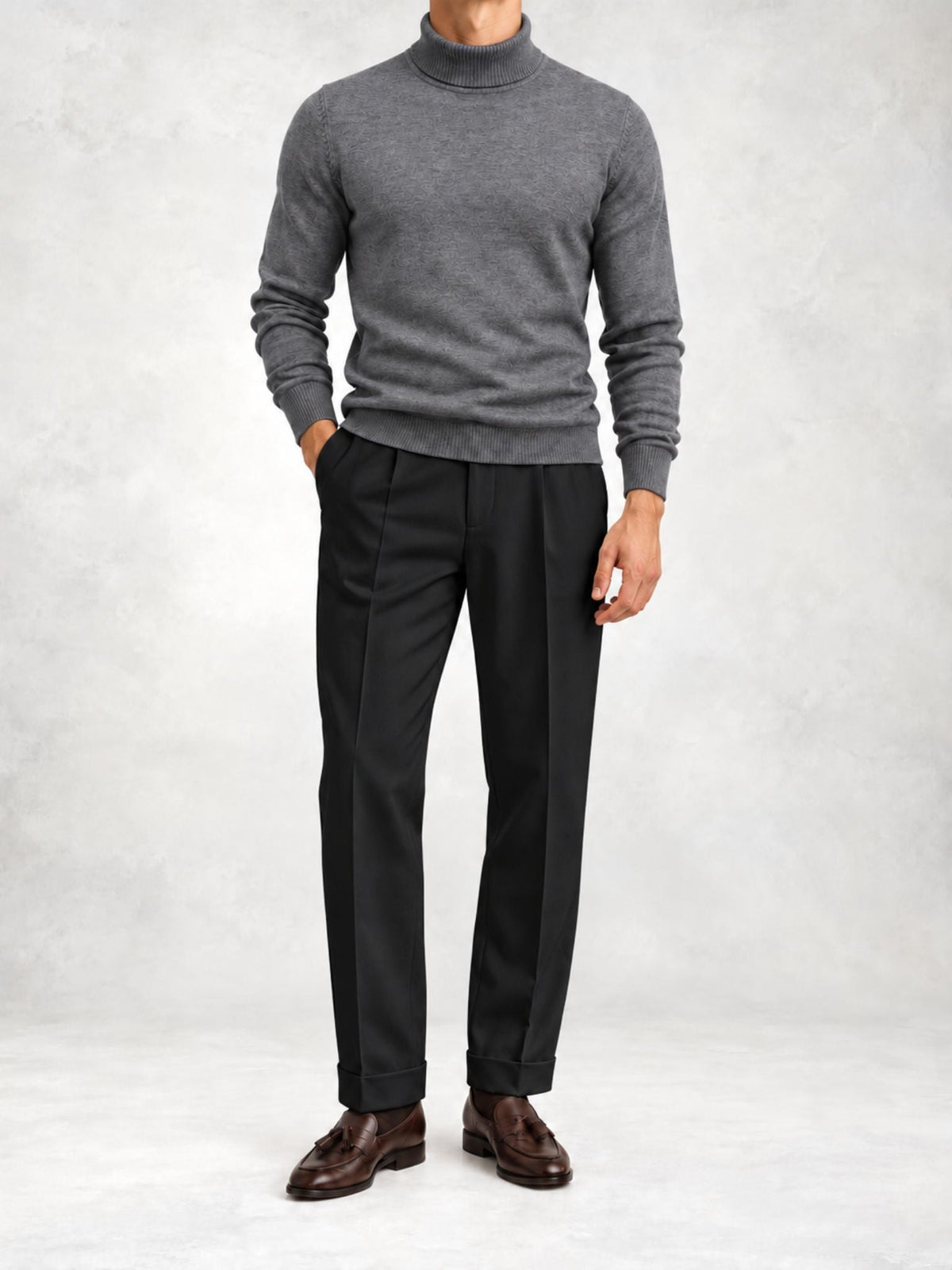 Men's Knit Turtleneck Sweater and Pants Set