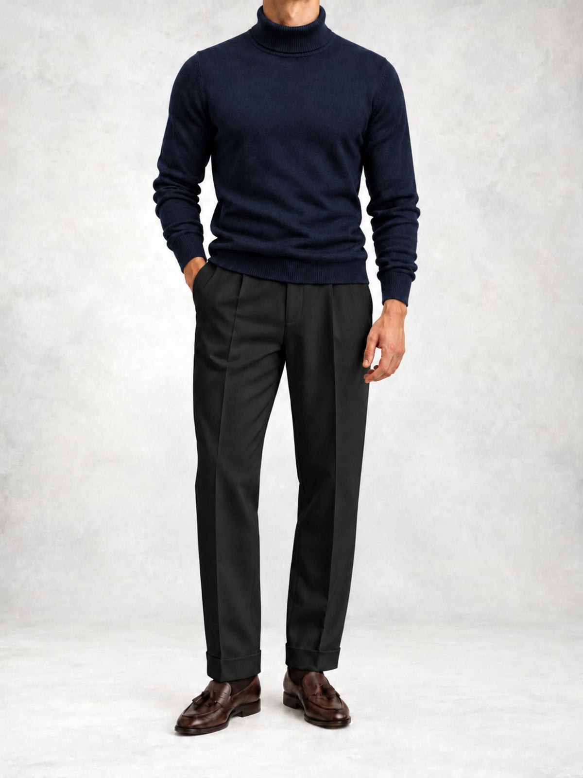 Men's Knit Turtleneck Sweater and Pants Set
