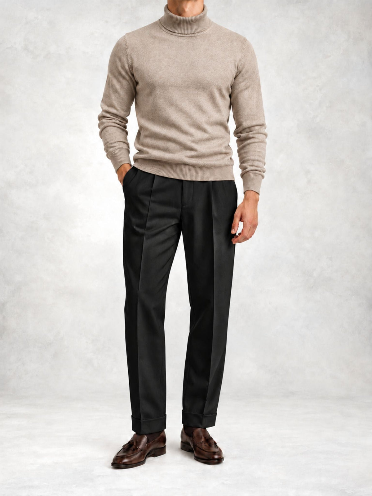 Men's Knit Turtleneck Sweater and Pants Set