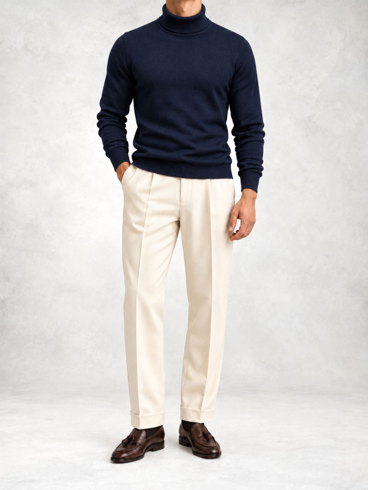 Men's Knit Turtleneck Sweater and Pants Set
