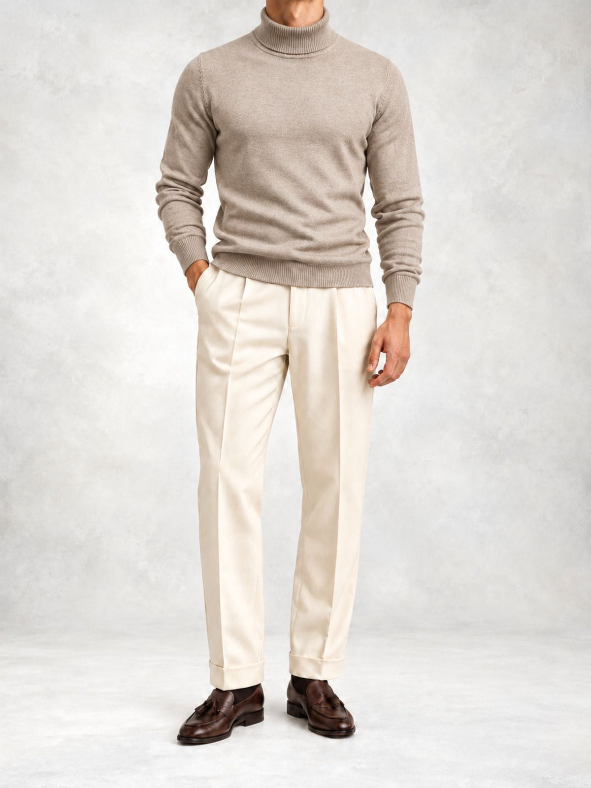Men's Knit Turtleneck Sweater and Pants Set
