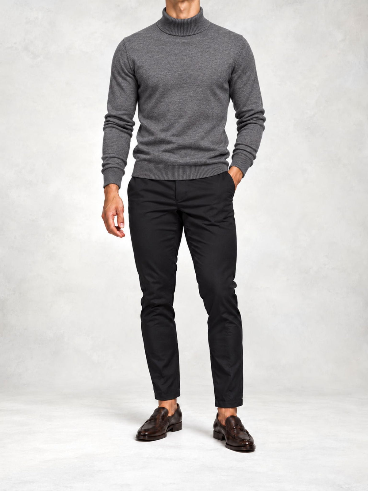 Men's Knit Turtleneck Sweater and Slim Pants Set