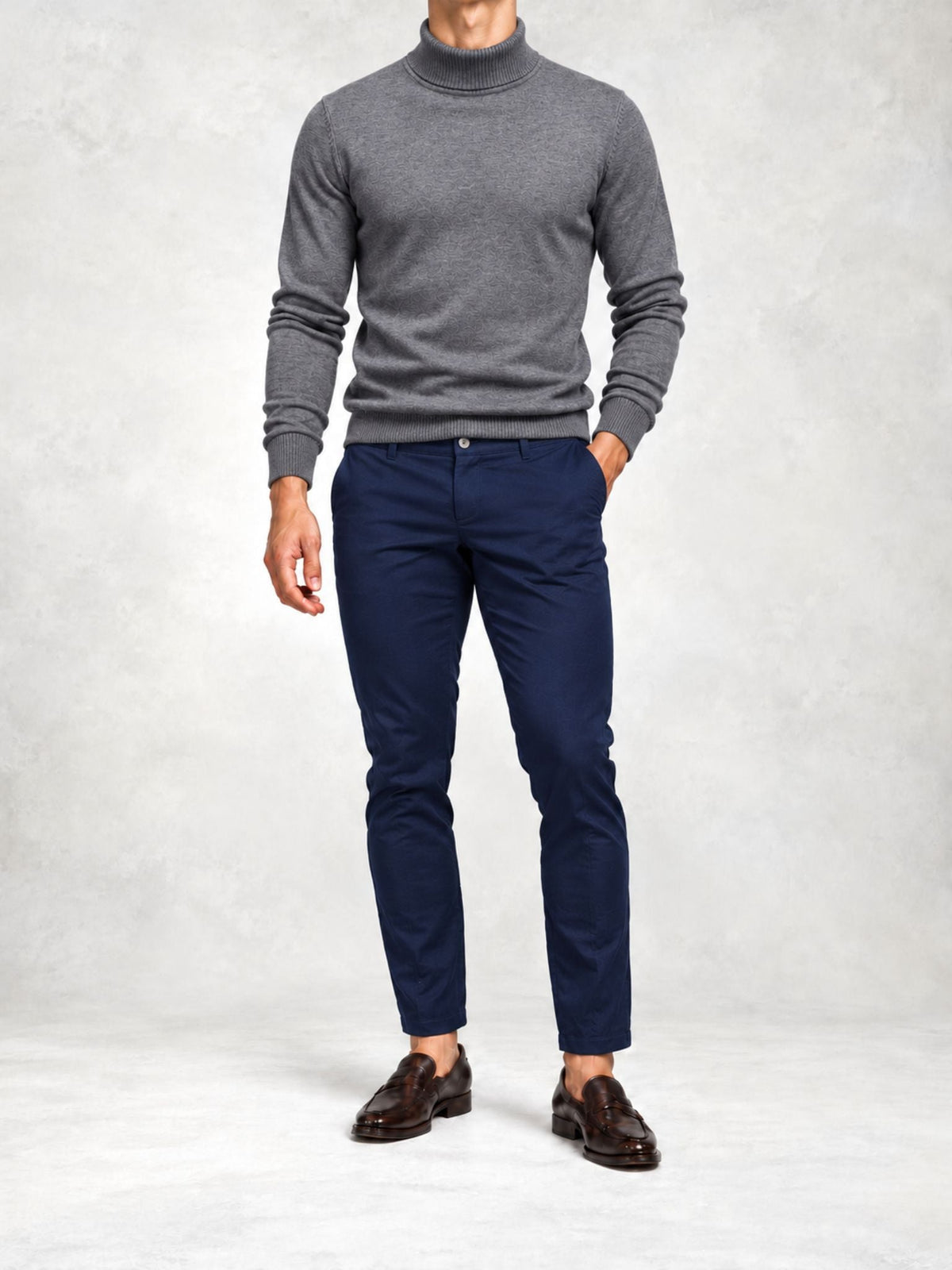 Men's Knit Turtleneck Sweater and Slim Pants Set
