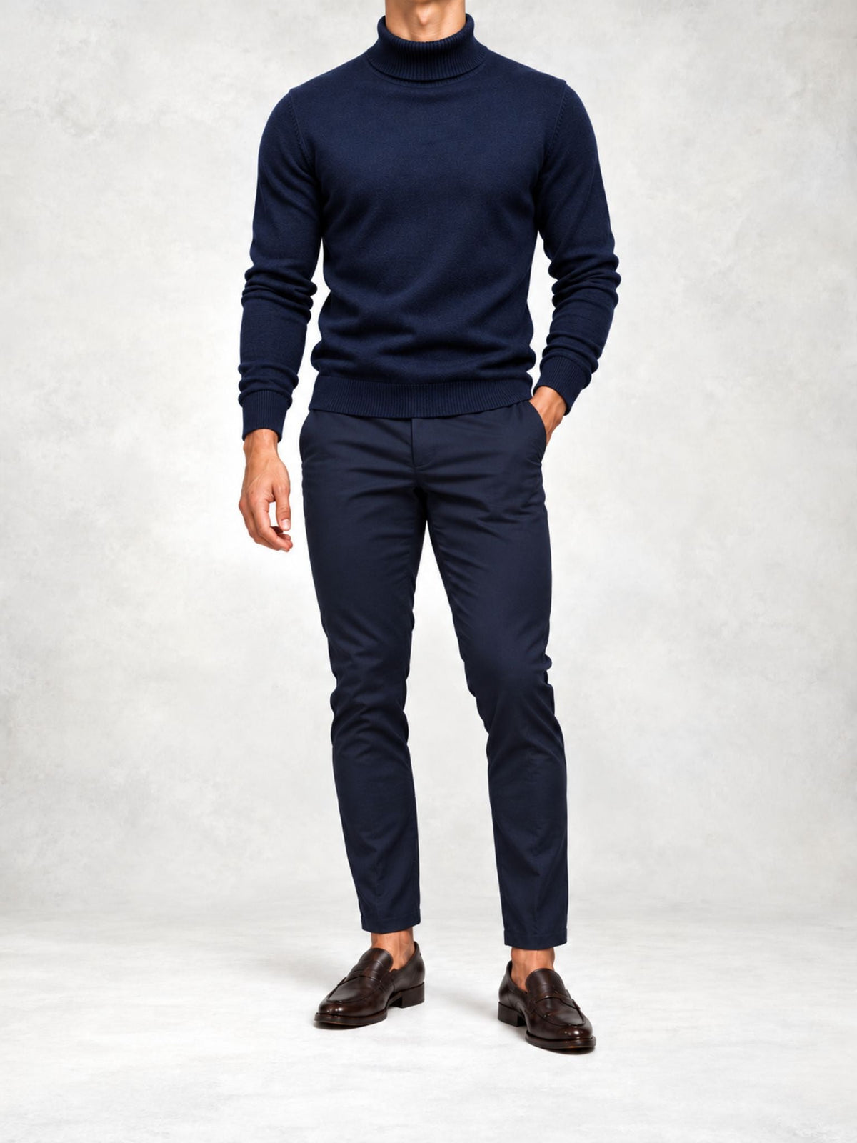 Men's Knit Turtleneck Sweater and Slim Pants Set
