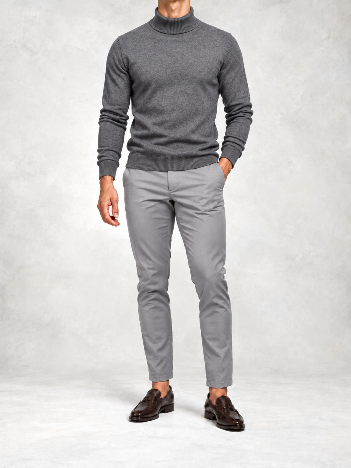 Men's Knit Turtleneck Sweater and Slim Pants Set