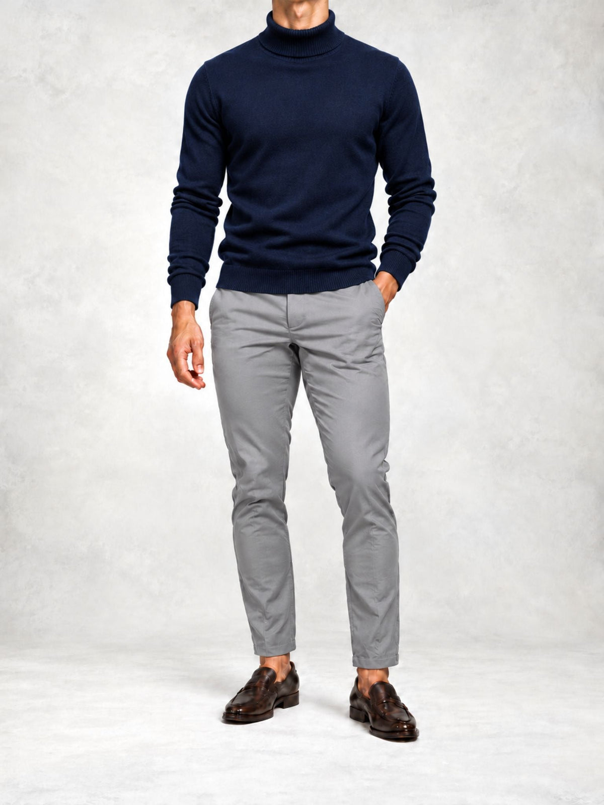 Men's Knit Turtleneck Sweater and Slim Pants Set