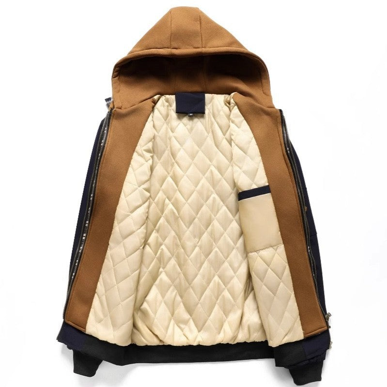 Men's Layered Hooded Zip-Up Jacket