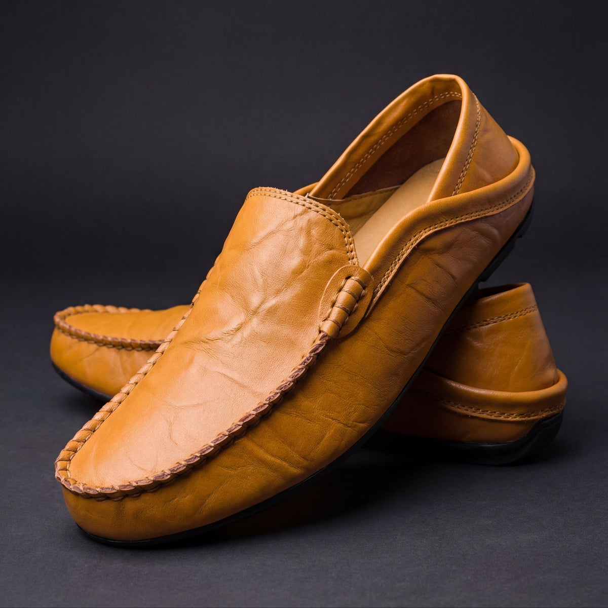 Men's Leather Apron-Toe Loafers