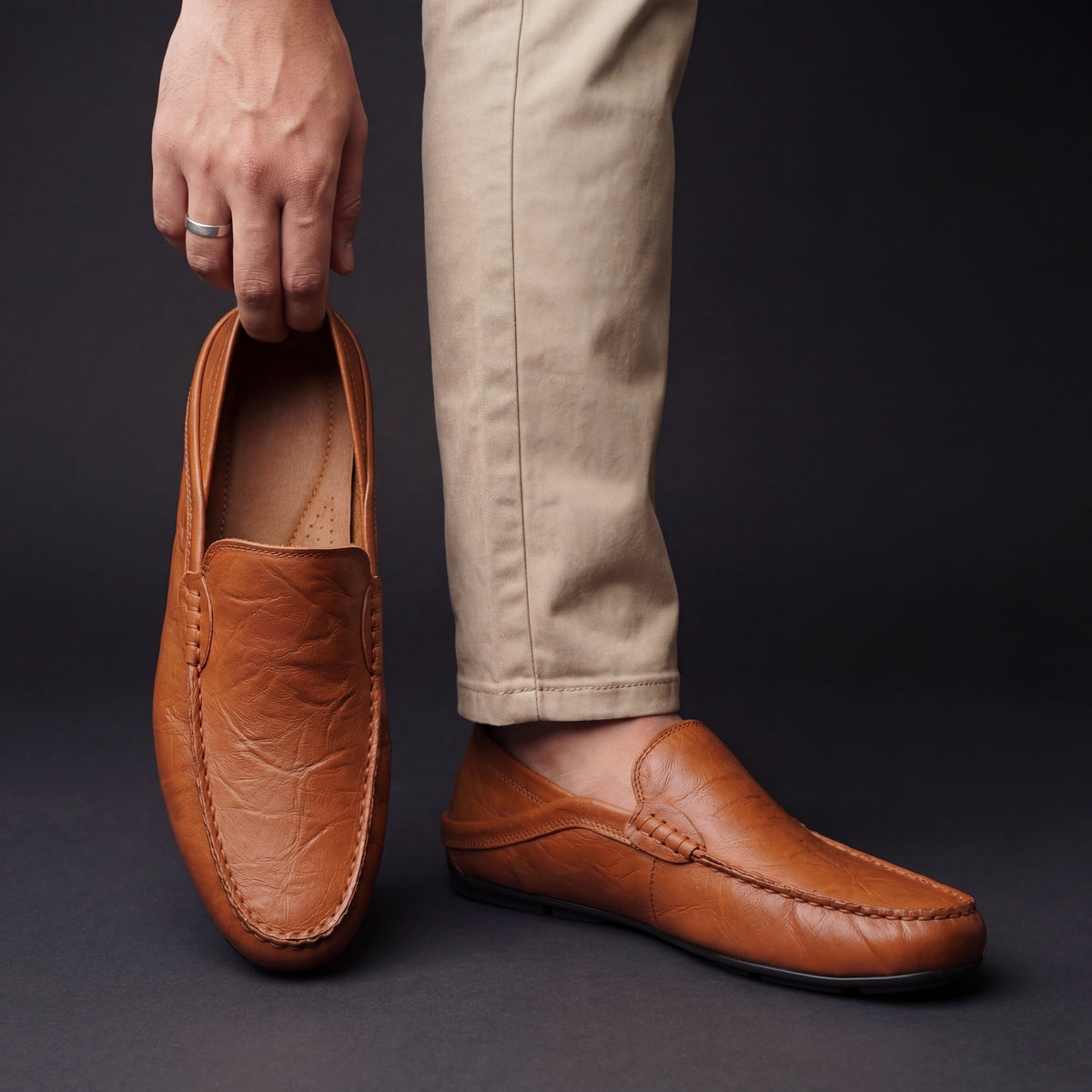 Men's Leather Apron-Toe Loafers