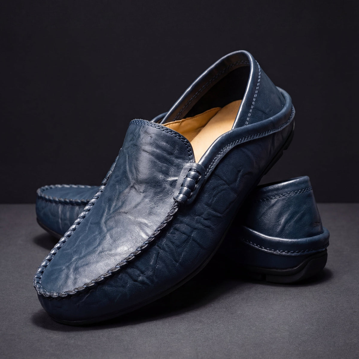 Men's Leather Apron-Toe Loafers