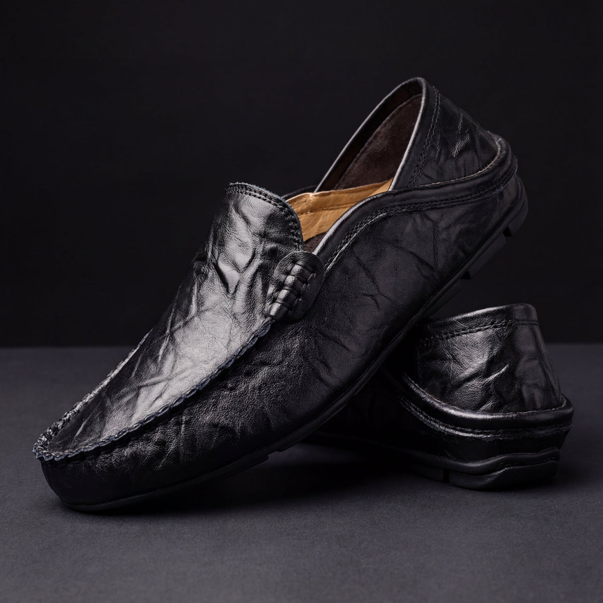 Men's Leather Apron-Toe Loafers