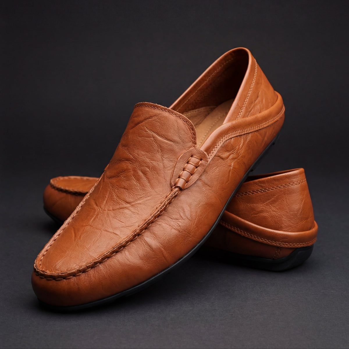 Men's Leather Apron-Toe Loafers
