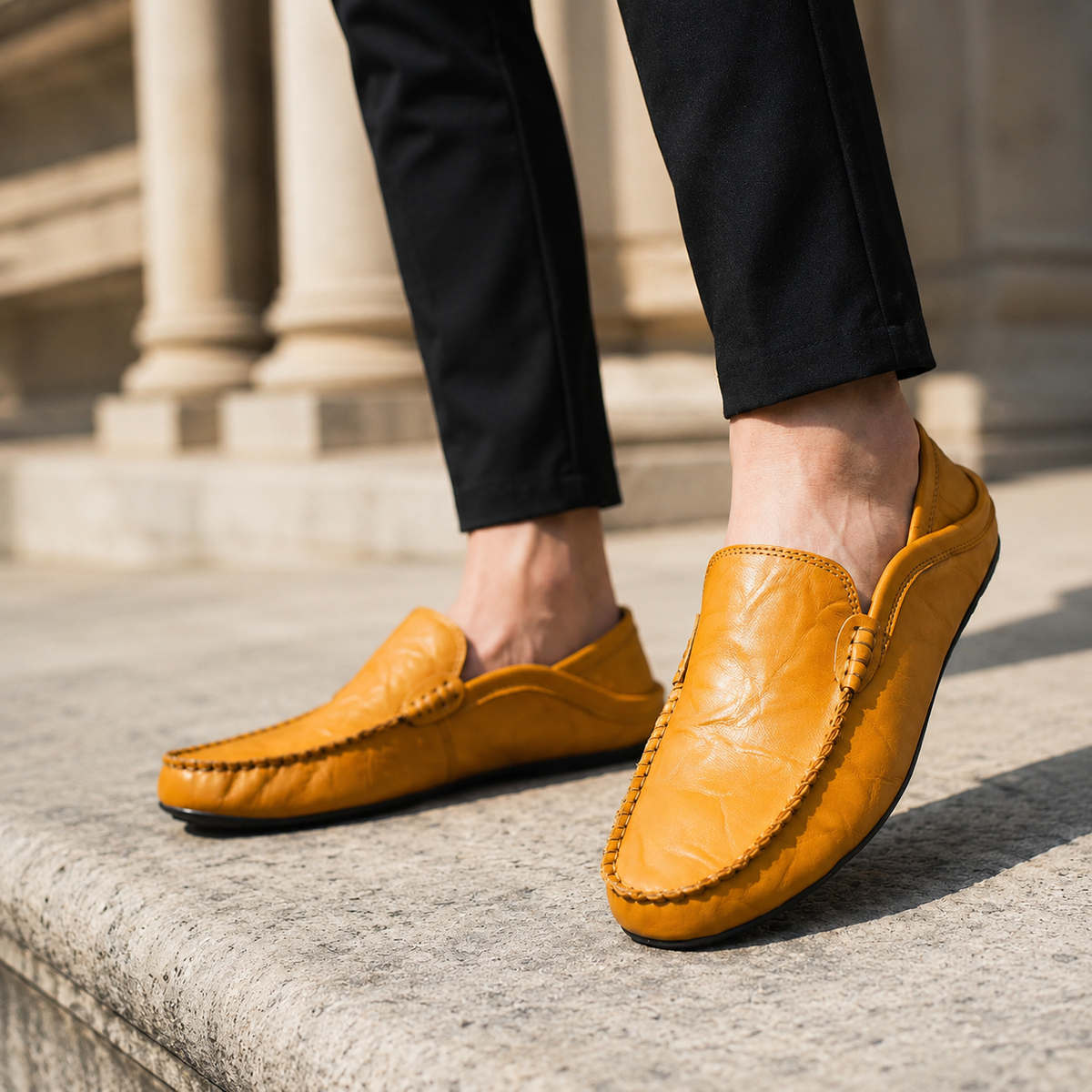 Men's Leather Apron-Toe Loafers