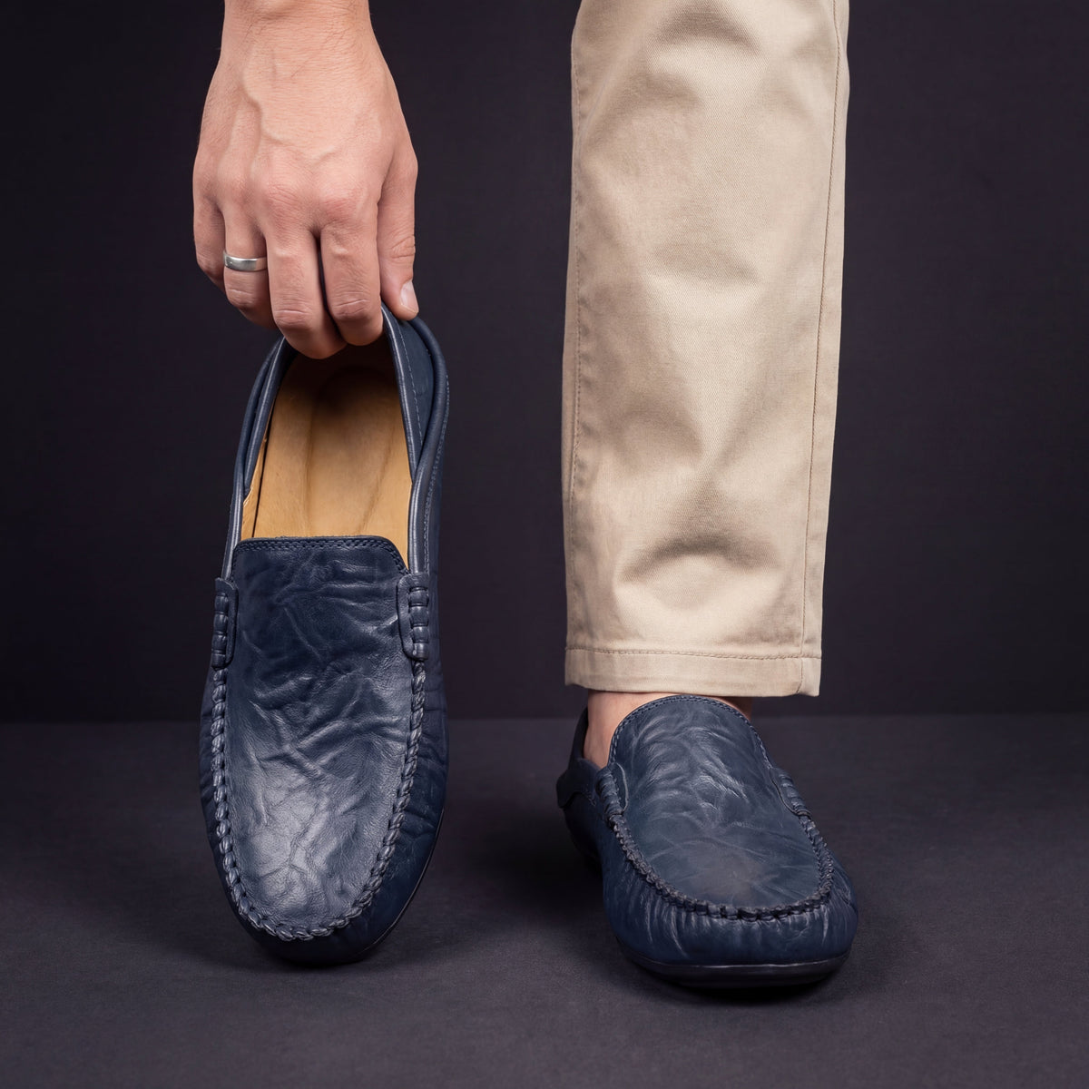 Men's Leather Apron-Toe Loafers