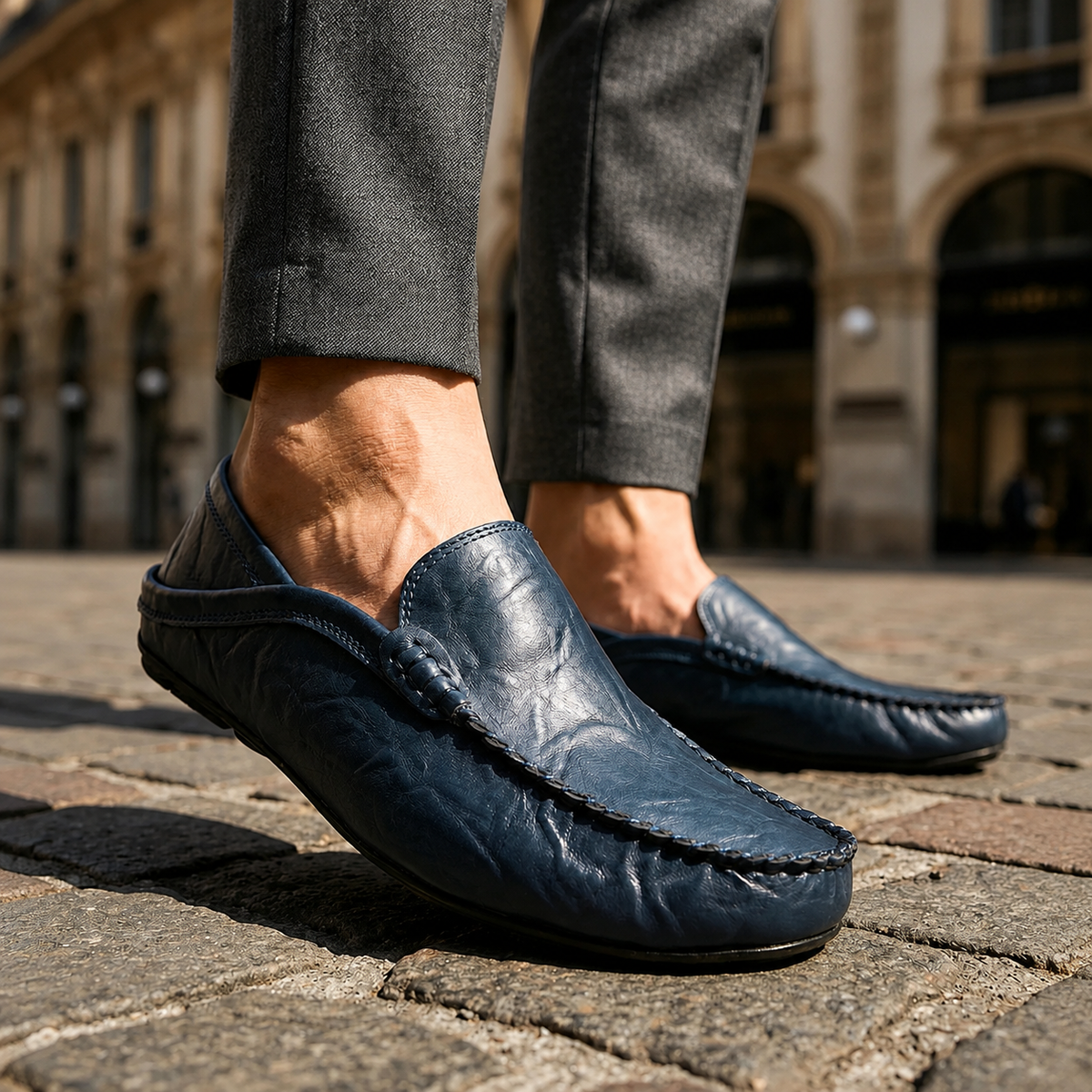 Men's Leather Apron-Toe Loafers