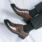 Men's Leather Brogue Cap-Toe Oxfords