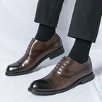 Men's Leather Brogue Cap-Toe Oxfords
