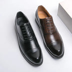 Men's Leather Brogue Cap-Toe Oxfords