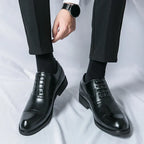 Men's Leather Brogue Cap-Toe Oxfords