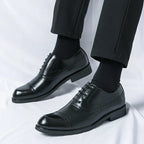 Men's Leather Brogue Cap-Toe Oxfords