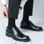 Men's Leather Brogue Cap-Toe Oxfords