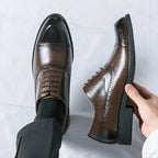 Men's Leather Brogue Cap-Toe Oxfords