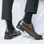 Men's Leather Brogue Cap-Toe Oxfords
