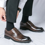Men's Leather Brogue Cap-Toe Oxfords