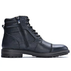 Men's Leather Cap-Toe Lug Sole Ankle Boots