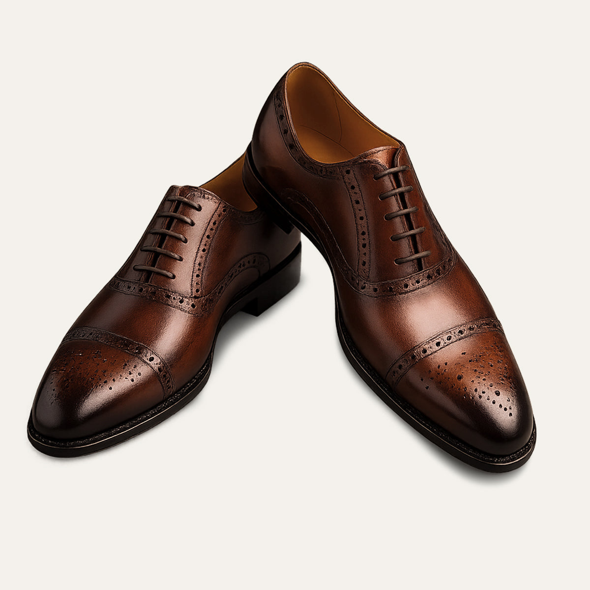 Men's Leather Cap-Toe Oxfords