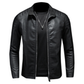 Men's Leather Effect Jacket with High Collar