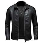 Men's Leather Effect Jacket with High Collar