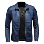 Men's Leather Effect Jacket with High Collar