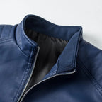 Men's Leather Effect Jacket with High Collar