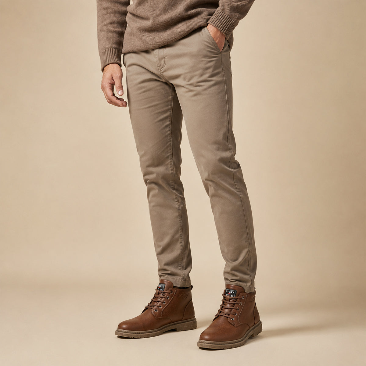 Men's Leather Faux-Fur-Lined Lace-Up Ankle Boots